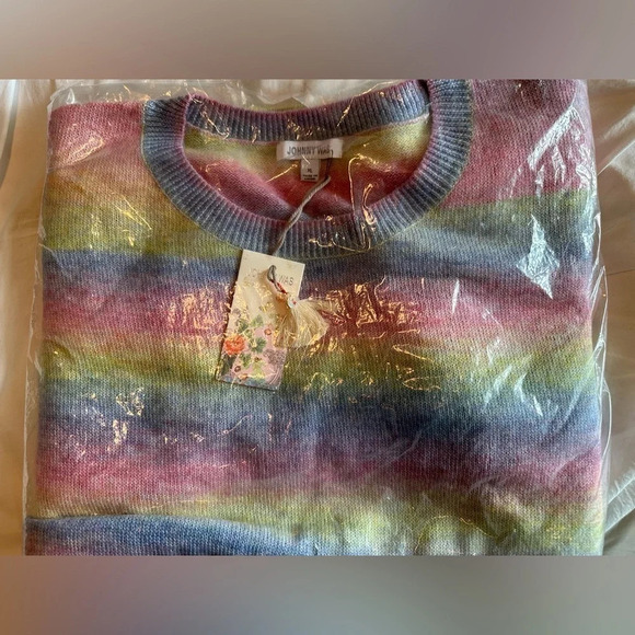 JOHNNY WAS Sunrise Pullover XL Wool Blend Sweater Rainbow Sorbet Oversized NWT - Picture 3 of 12